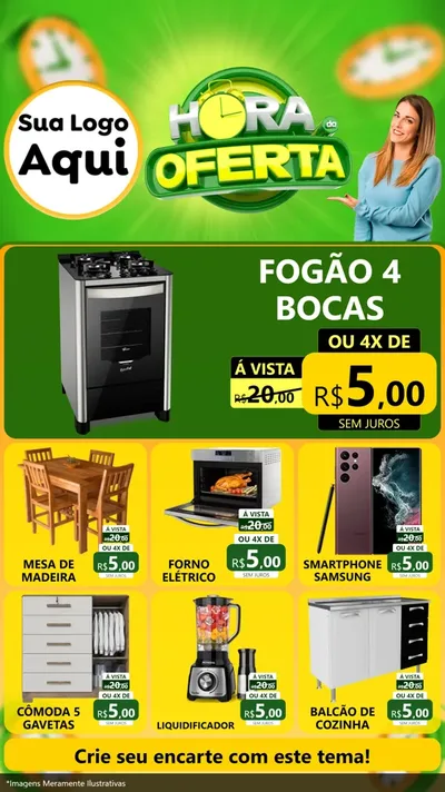 Modelo de Rede Social para Stories com o tema Hora da Oferta para Móveis e Eletro