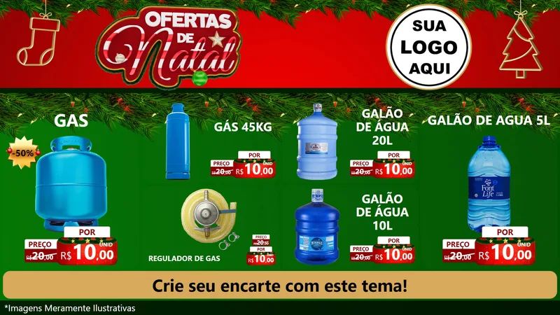 Modelo de TV para TV Horizontal com o tema Ofertas de Natal para Água e gás