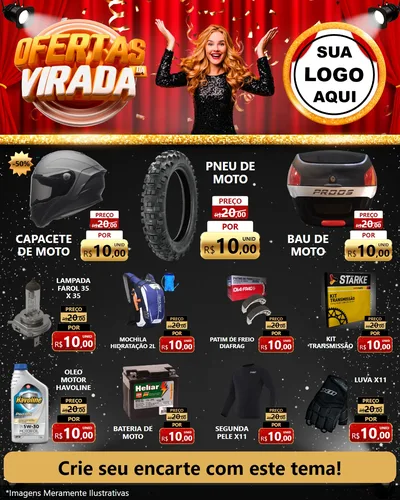 Modelo de Rede Social para Feed Instagram com o tema Ofertas da Virada para Moto peças