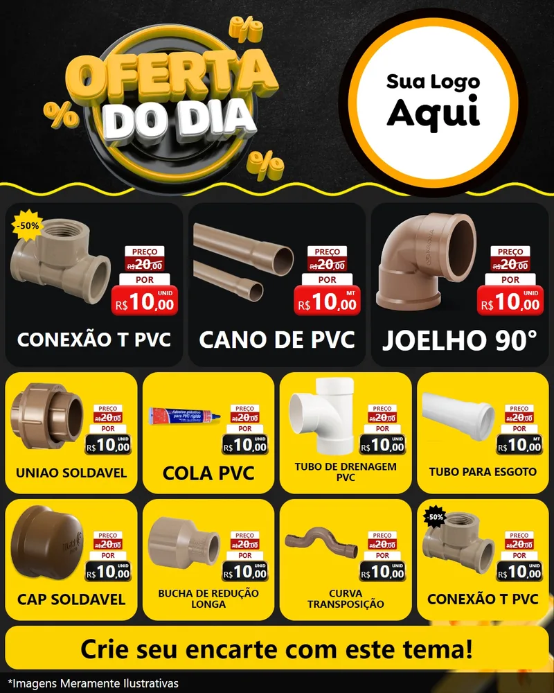 Modelo de Rede Social para Feed Instagram com o tema Oferta Do Dia para Tubos e conexões