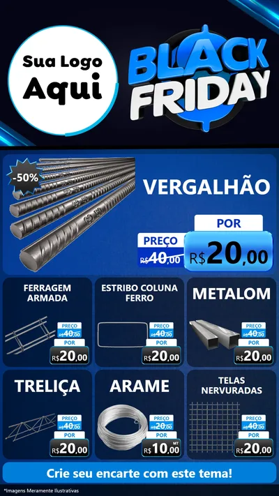 Modelo de Rede Social para Stories com o tema Black Friday para Ferragens