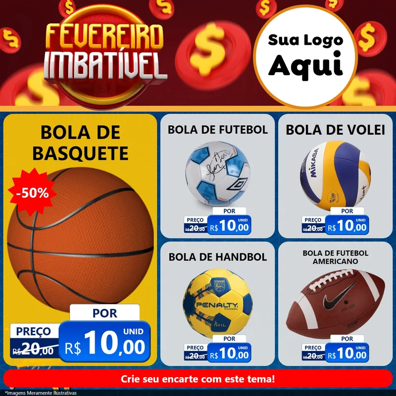 Modelo de Rede Social para Feed Facebook com o tema Fevereiro Imbatível para Artigos Esportivos