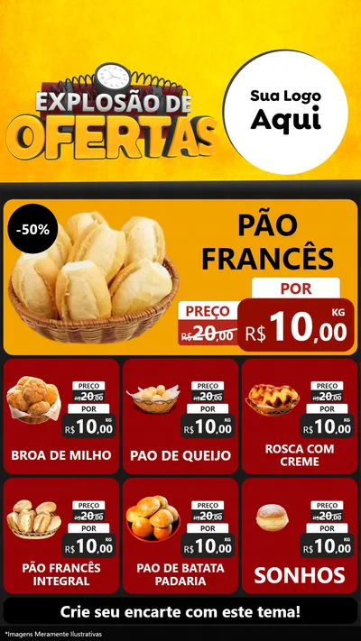 Modelo de Rede Social para Stories com o tema Explosão de Ofertas para Padaria