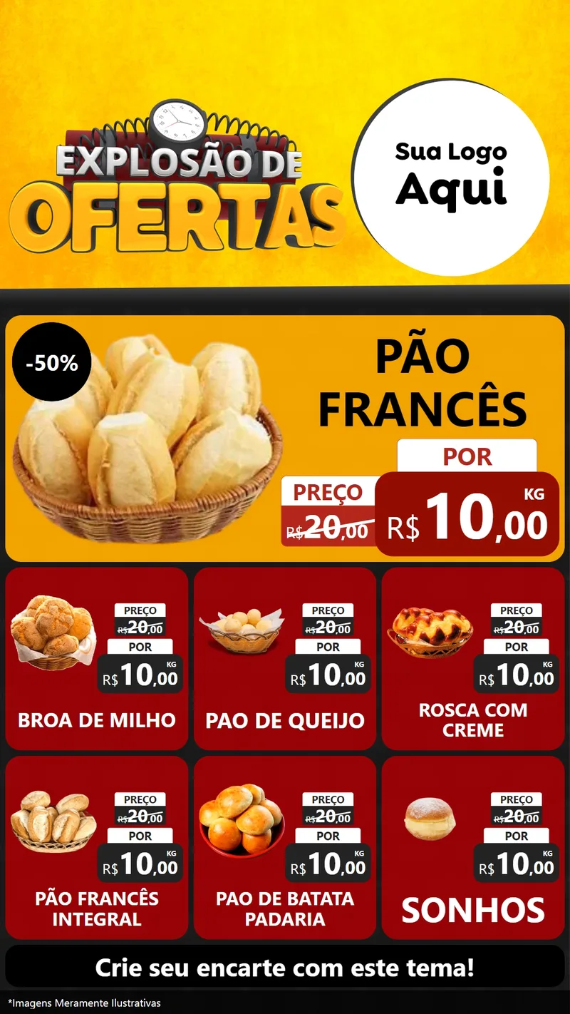 Modelo de Rede Social para Stories com o tema Explosão de Ofertas para Padaria