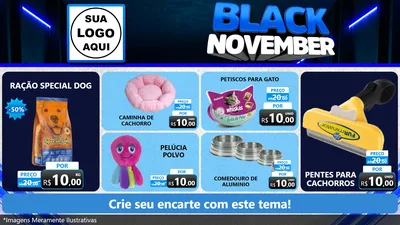 Modelo de TV para TV Horizontal com o tema Black November para Pet Shop