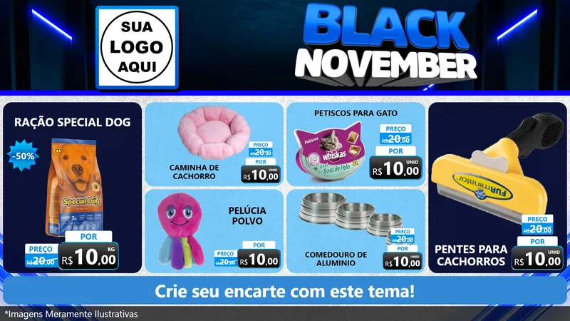 Modelo de TV para TV Horizontal com o tema Black November para Pet Shop