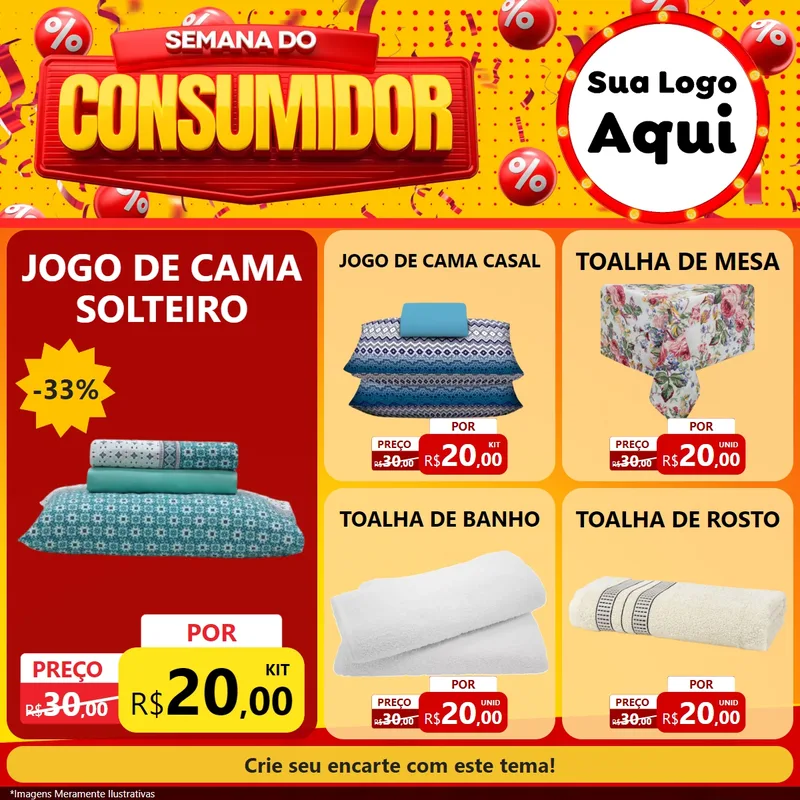 Modelo de Rede Social para Feed Facebook com o tema Semana do Consumidor para Cama, Mesa e Banho
