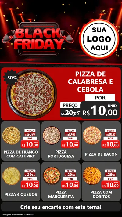 Modelo de Rede Social para Stories com o tema Black Friday para Pizzaria