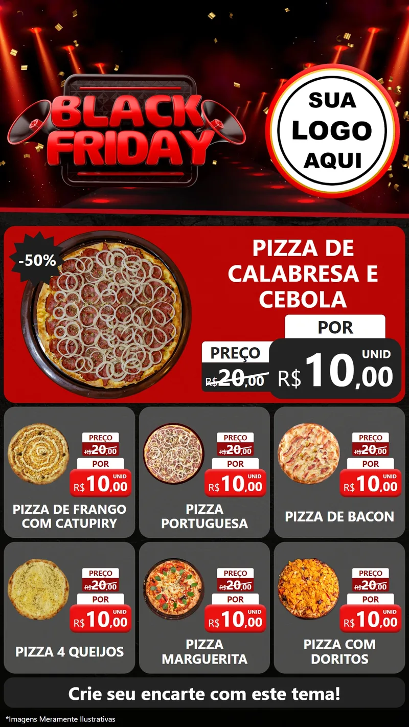 Modelo de Rede Social para Stories com o tema Black Friday para Pizzaria