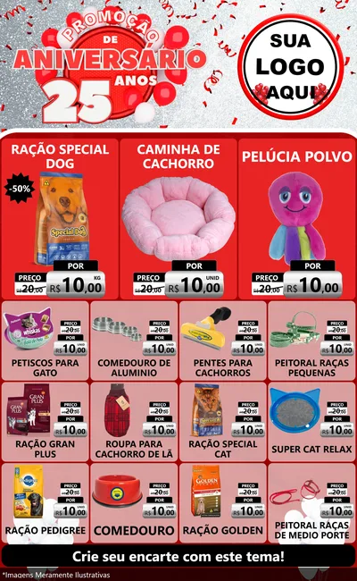 Modelo de Encarte para Encarte Grande com o tema Promoção de Aniversário - 25Anos para Pet Shop