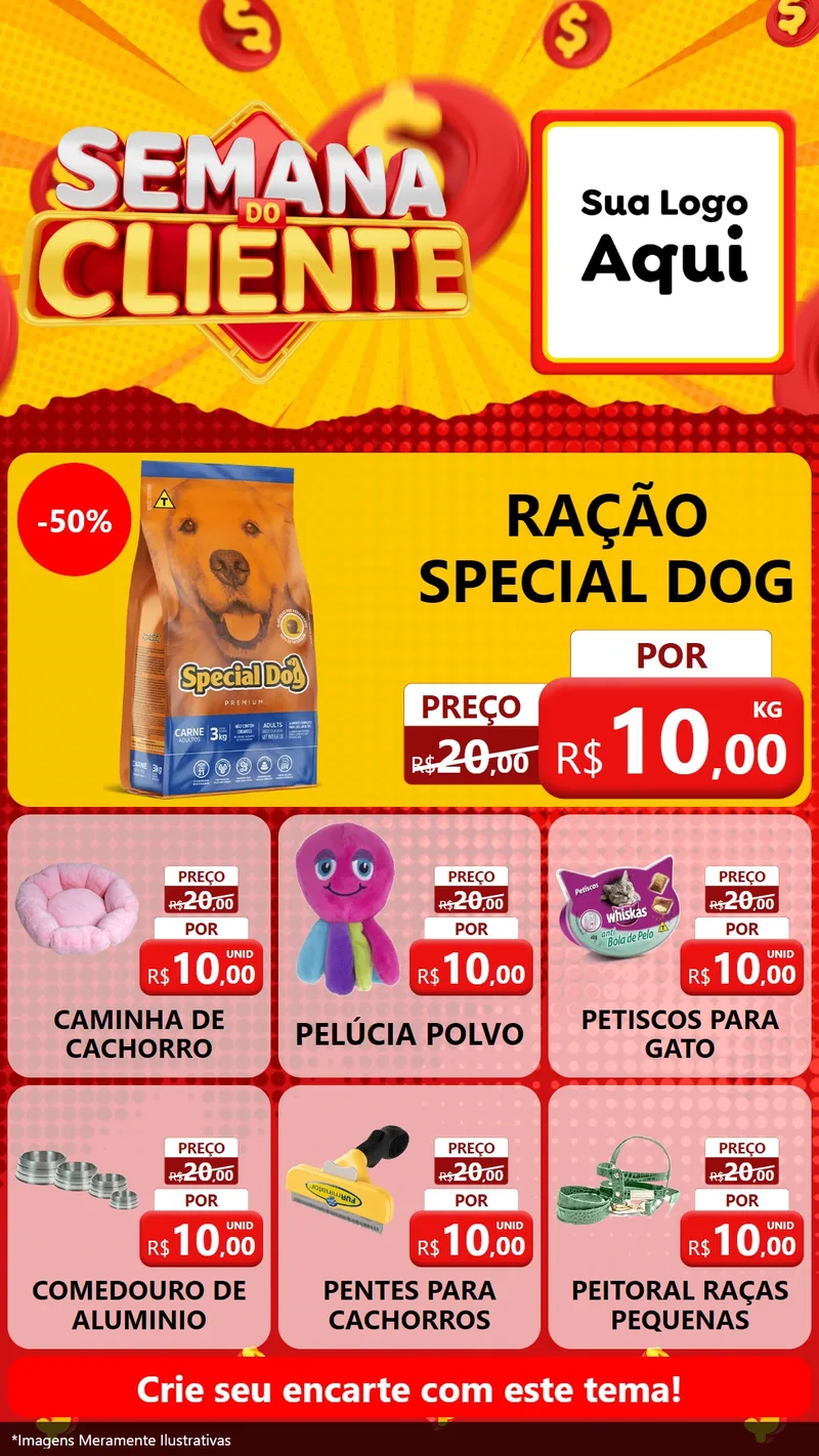 Modelo de Rede Social para Stories com o tema Semana do Cliente para Pet Shop