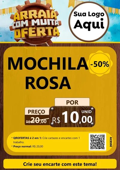 Modelo de Cartaz para Cartaz A4 Vertical com o tema Ofertas de São João - Junina para Papelaria