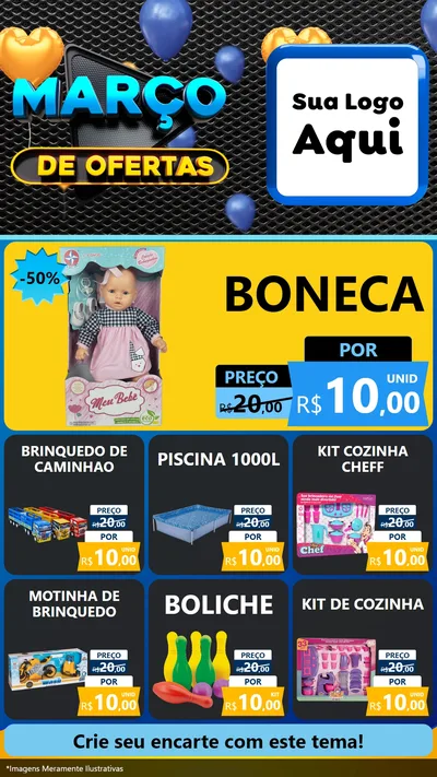 Modelo de Rede Social para Stories com o tema Março de Ofertas para Brinquedos