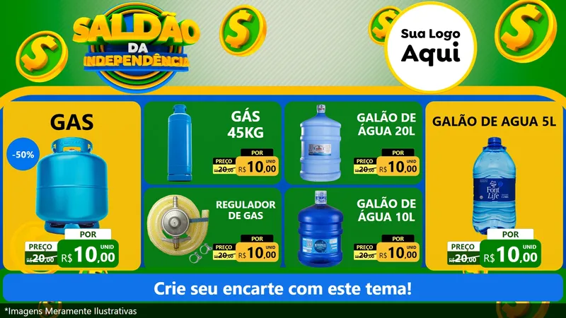 Modelo de TV para TV Horizontal com o tema Saldão da Indepêndencia para Água e gás