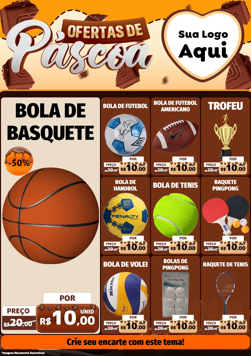 Modelo de Encarte para Encarte A4 Vertical com o tema Ofertas de Páscoa para Artigos Esportivos