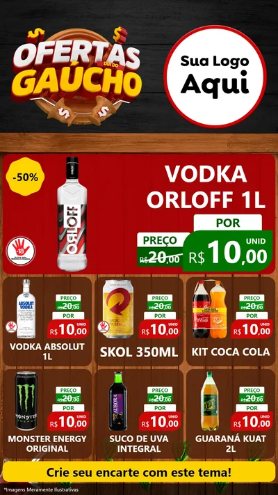 Modelo de Rede Social para Stories com o tema Ofertas Dia do Gaúcho para Distribuidora de bebidas