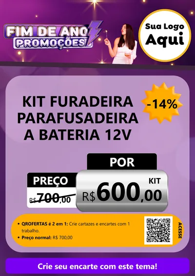 Modelo de Cartaz para Cartaz A4 Vertical com o tema Fim de Ano Promoções para Maquinas e Ferramentas