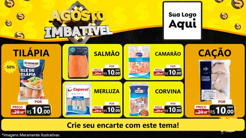 Modelo de TV para TV Horizontal com o tema Agosto Imbatível para Peixaria
