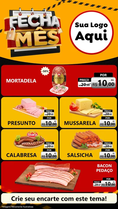 Modelo de TV para TV Vertical com o tema Fecha Mês para Frios e Laticínios