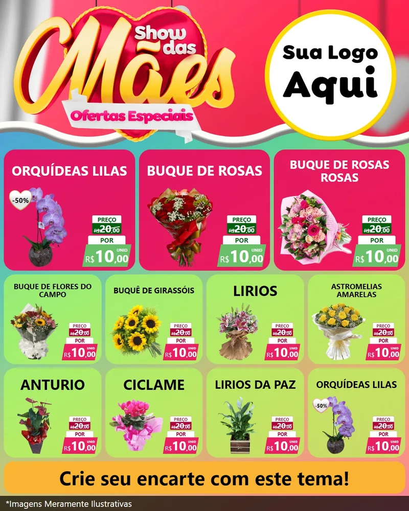 Modelo de Rede Social para Feed Instagram com o tema Show das Mães - Ofertas Especiais para Floricultura e jardim