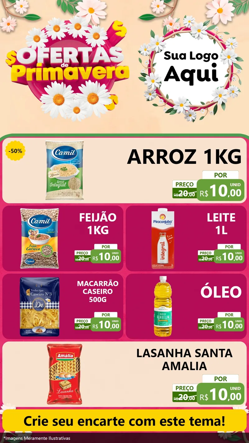 Modelo de TV para TV Vertical com o tema Ofertas de Primavera para Supermercado