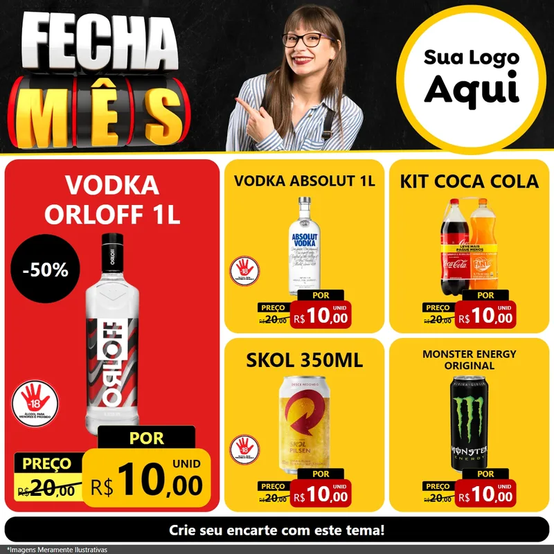 Modelo de Rede Social para Feed Facebook com o tema Fecha Mês para Distribuidora de bebidas