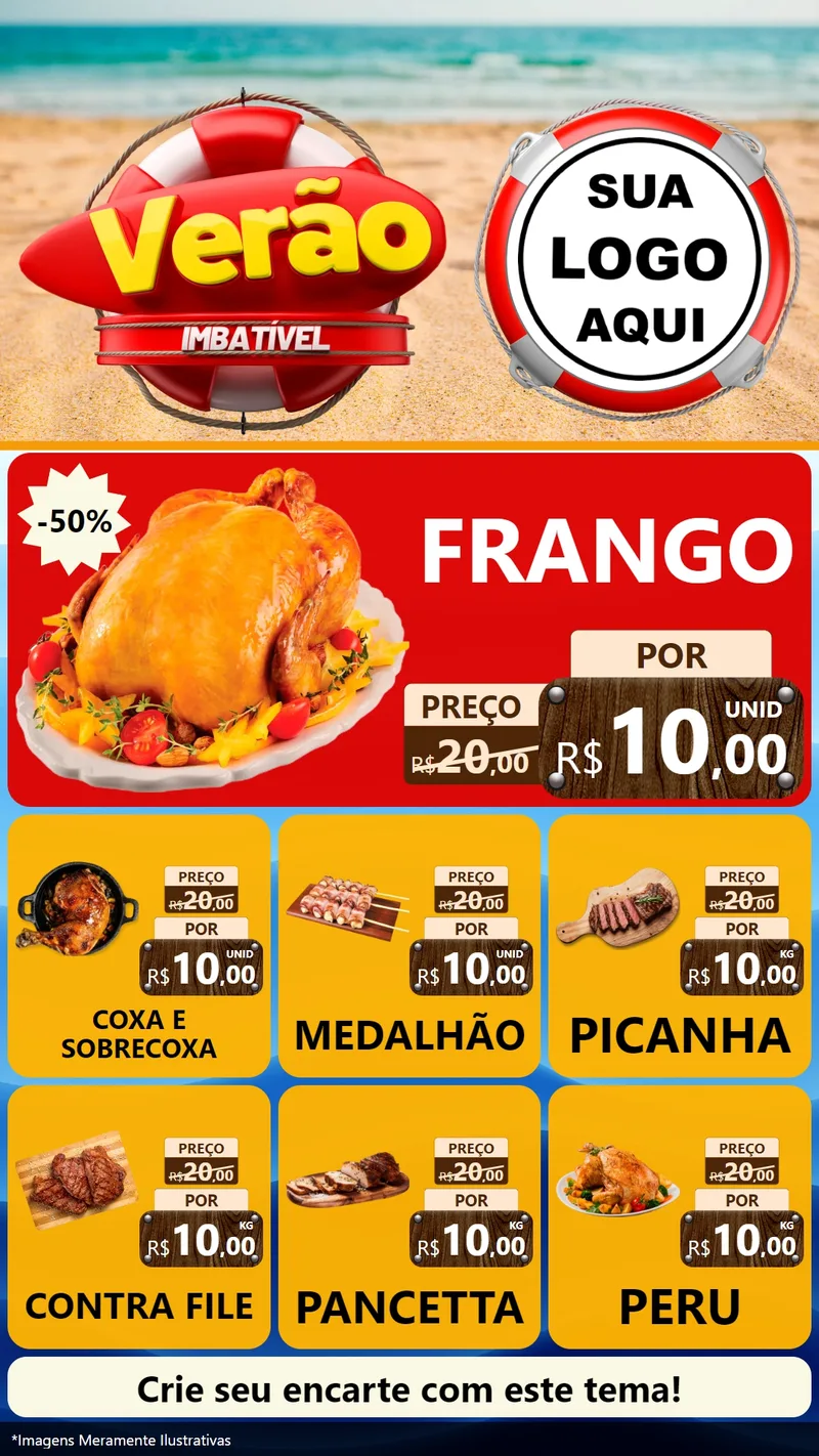 Modelo de Rede Social para Stories com o tema Verão Imbatível para Assados