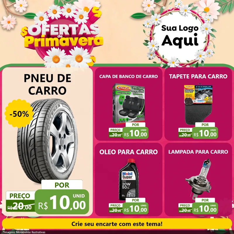 Modelo de Rede Social para Feed Facebook com o tema Ofertas de Primavera para Auto peças