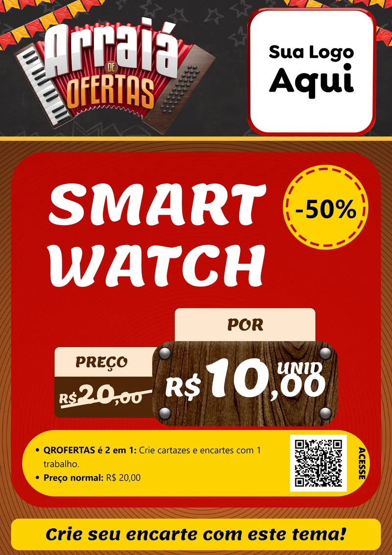 Modelo de Cartaz para Cartaz A4 Vertical com o tema Arraiá de Ofertas - Junina para Informática
