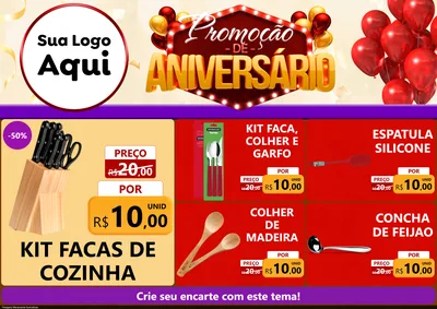 Modelo de Encarte para Encarte A4 Horizontal com o tema Promoção de Aniversário para Utilidades Domésticas