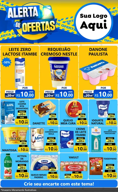 Modelo de Encarte para Encarte Grande com o tema Alerta de Ofertas para Frios e Laticínios
