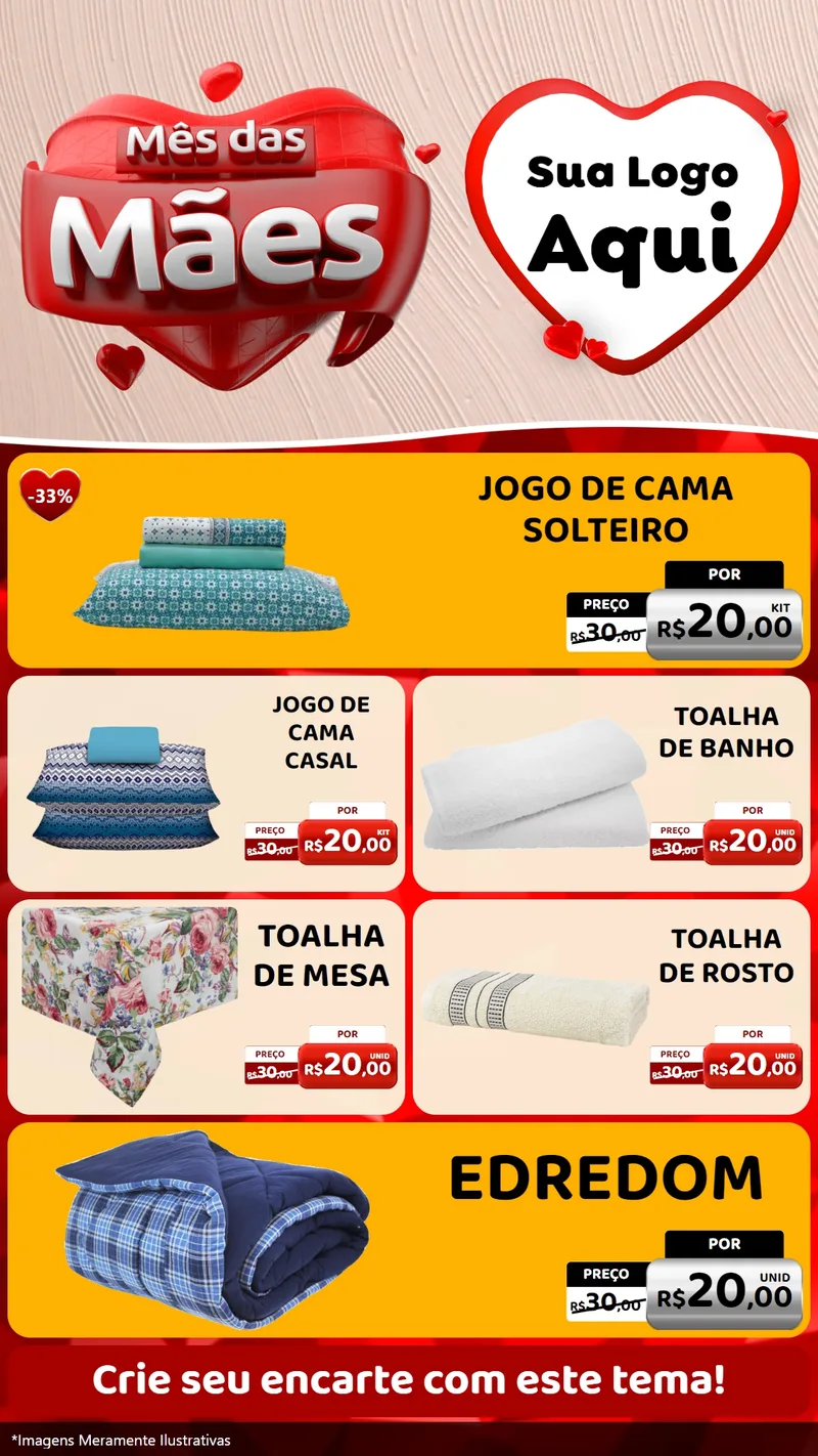 Modelo de TV para TV Vertical com o tema Mês das Mães para Cama, Mesa e Banho