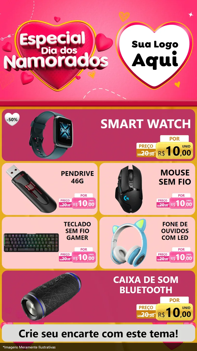 Modelo de TV para TV Vertical com o tema Especial Dia dos Namorados para Informática