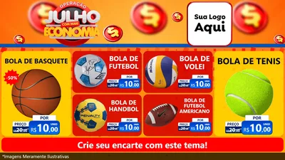 Modelo de TV para TV Horizontal com o tema Operação Julho Com Mais Economia para Artigos Esportivos