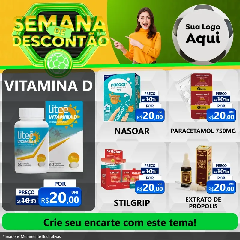 Modelo de Rede Social para Feed Facebook com o tema Semana de Descontão - Copa para Farmácia