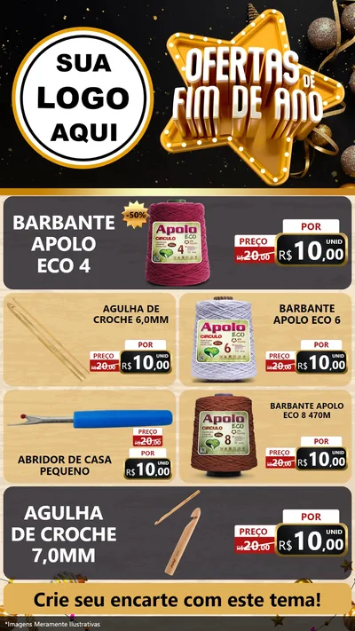 Modelo de TV para TV Vertical com o tema Ofertas de Fim de Ano para Armarinho e Aviamentos
