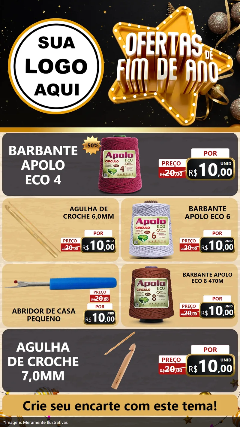 Modelo de TV para TV Vertical com o tema Ofertas de Fim de Ano para Armarinho e Aviamentos