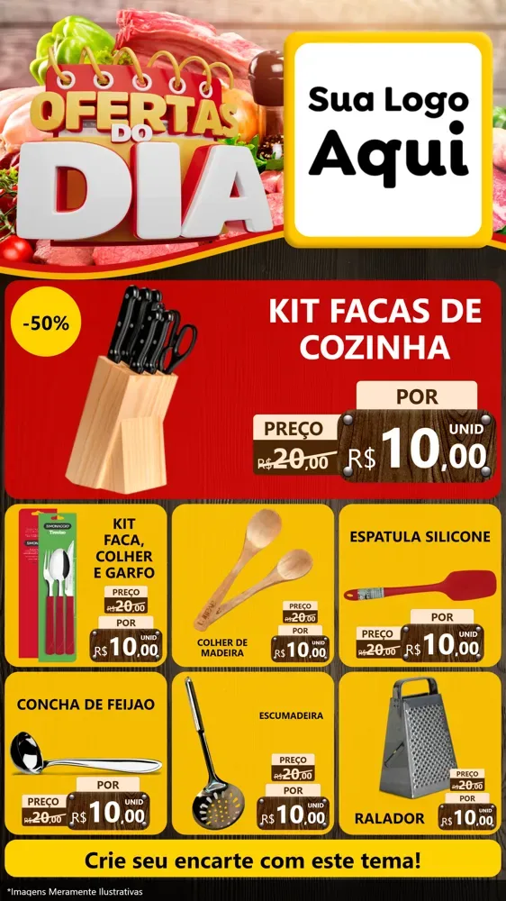 Modelo de Rede Social para Stories com o tema Ofertas do Dia para Utilidades Domésticas