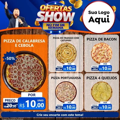 Modelo de Rede Social para Feed Facebook com o tema Ofertas Show No Fim De Semana para Pizzaria