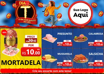 Modelo de Encarte para Encarte A4 Horizontal com o tema Dia T - O Dia Mais Barato Do Mês para Frios e Laticínios