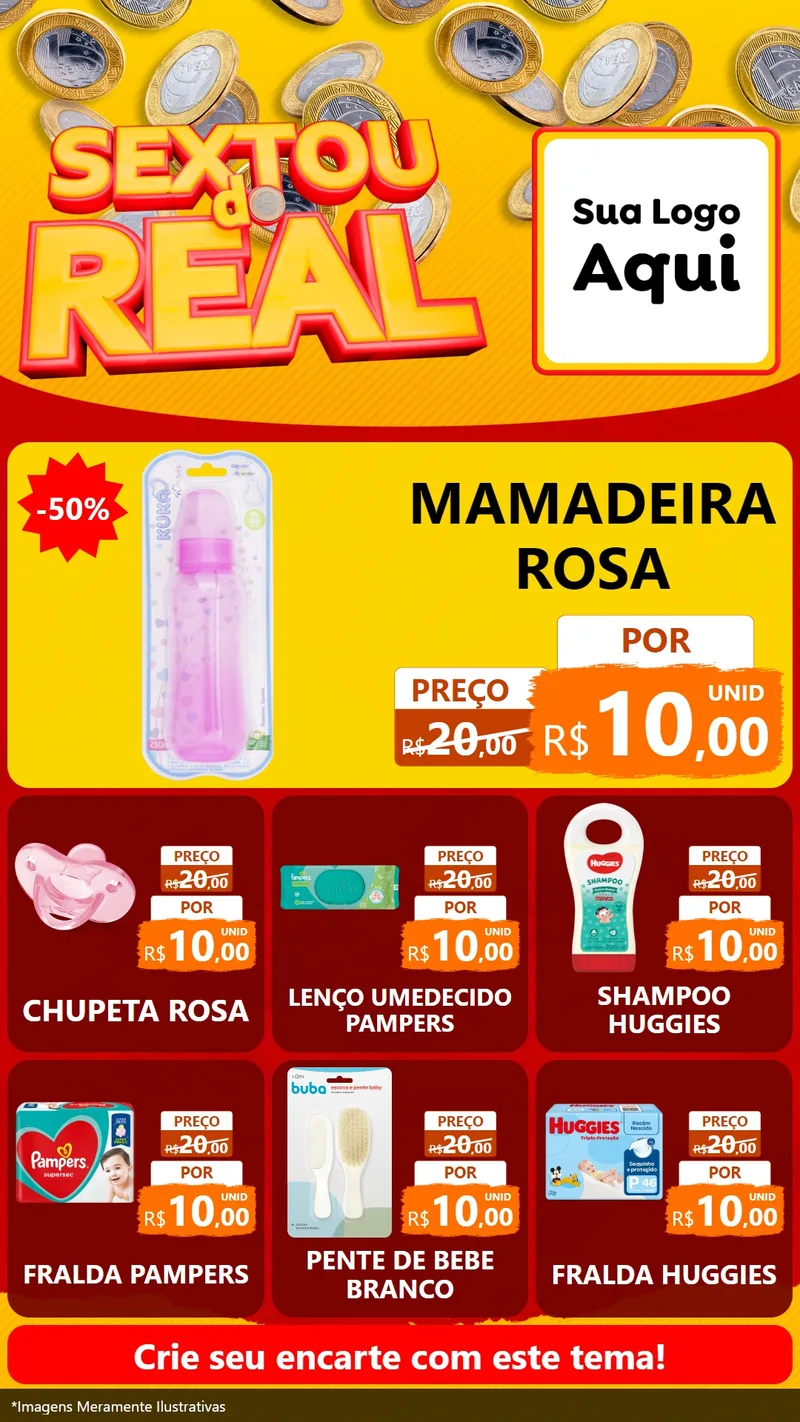 Modelo de Rede Social para Stories com o tema Sextou do Real para Bebês