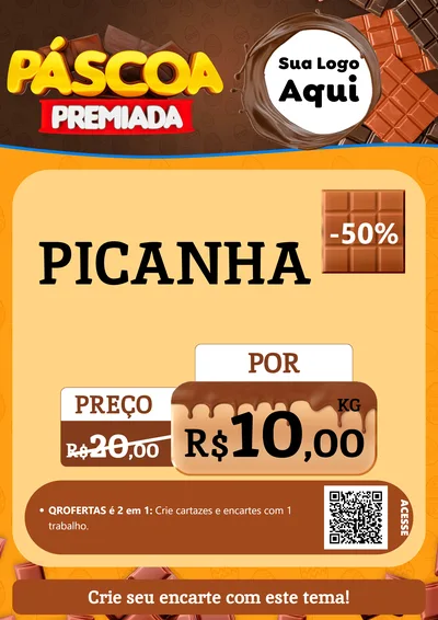 Modelo de Cartaz para Cartaz A4 Vertical com o tema Páscoa Premiada para Açougue