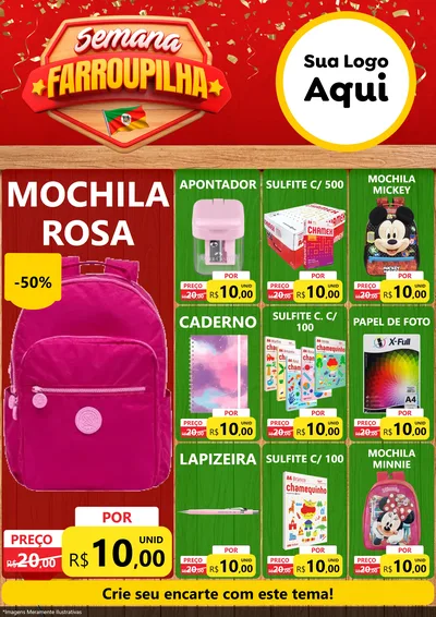 Modelo de Encarte para Encarte A4 Vertical com o tema Semana Farroupilha para Papelaria