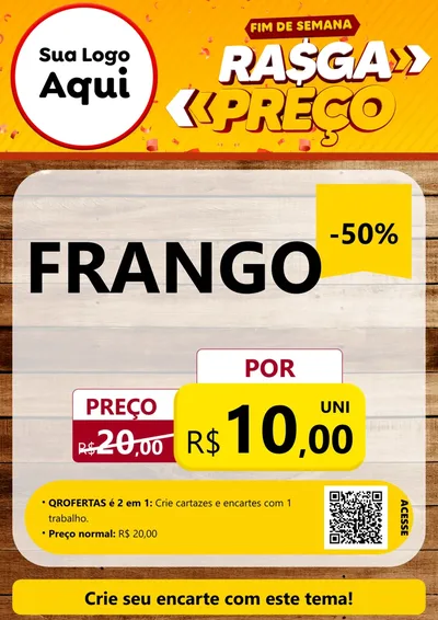 Modelo de Cartaz para Cartaz A4 Vertical com o tema Fim de Semana Rasga Preços para Assados