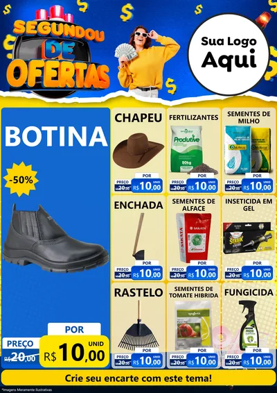Modelo de Encarte para Encarte A4 Vertical com o tema Segundou de Ofertas para Agropecuária