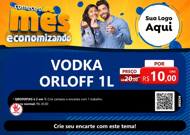 Modelo de Cartaz para Cartaz A4 Horizontal com o tema Comece O Mês Economizando para Distribuidora de bebidas