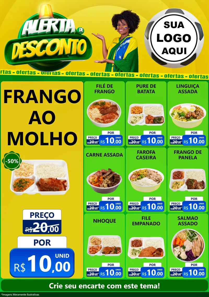 Modelo de Encarte para Encarte A4 Vertical com o tema Alerta de Desconto para Restaurante