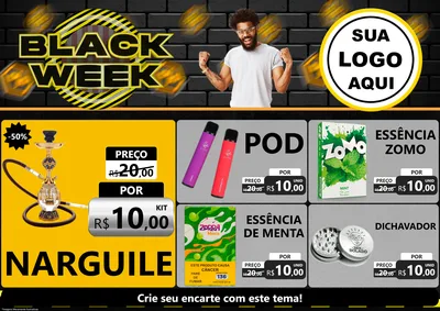 Modelo de Encarte para Encarte A4 Horizontal com o tema Black Week para Tabacaria