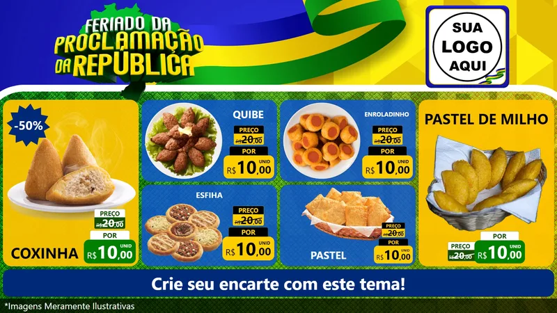 Modelo de TV para TV Horizontal com o tema Feriado da Proclamação da República para Salgadaria