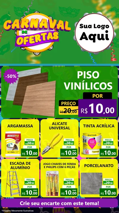 Modelo de Rede Social para Stories com o tema Carnaval de Ofertas para Material para Construção